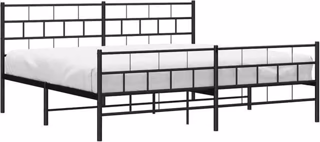 Berkfield Home Metal Bed Frame with Headboard and Footboard in Black, W/D/H: 187 x 90 x 187 cm