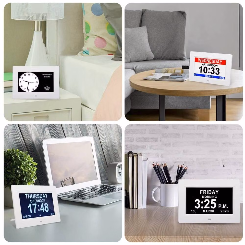 NESTLUNE Modern Digital Alarm Clock with Date Display in White, W/D/H: 100 x 15 x 15 cm – 4