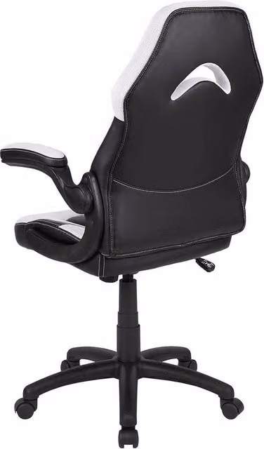 KORVIXA Gaming Chair in White and Black with Synthetic Leather Upholstery and Headrest
