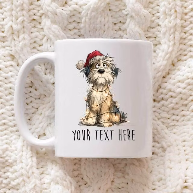 60 SECOND MAKEOVER Personalised Havanese Christmas Lights Santa Hat Ceramic Mug in White