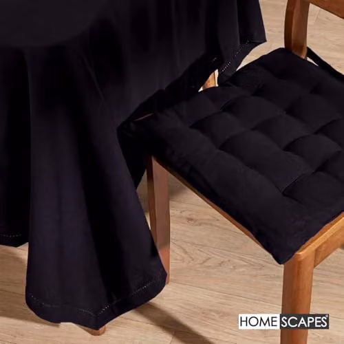 Homescapes Plain Black Round Cotton Tablecloth, Diameter: 178 cm – 2