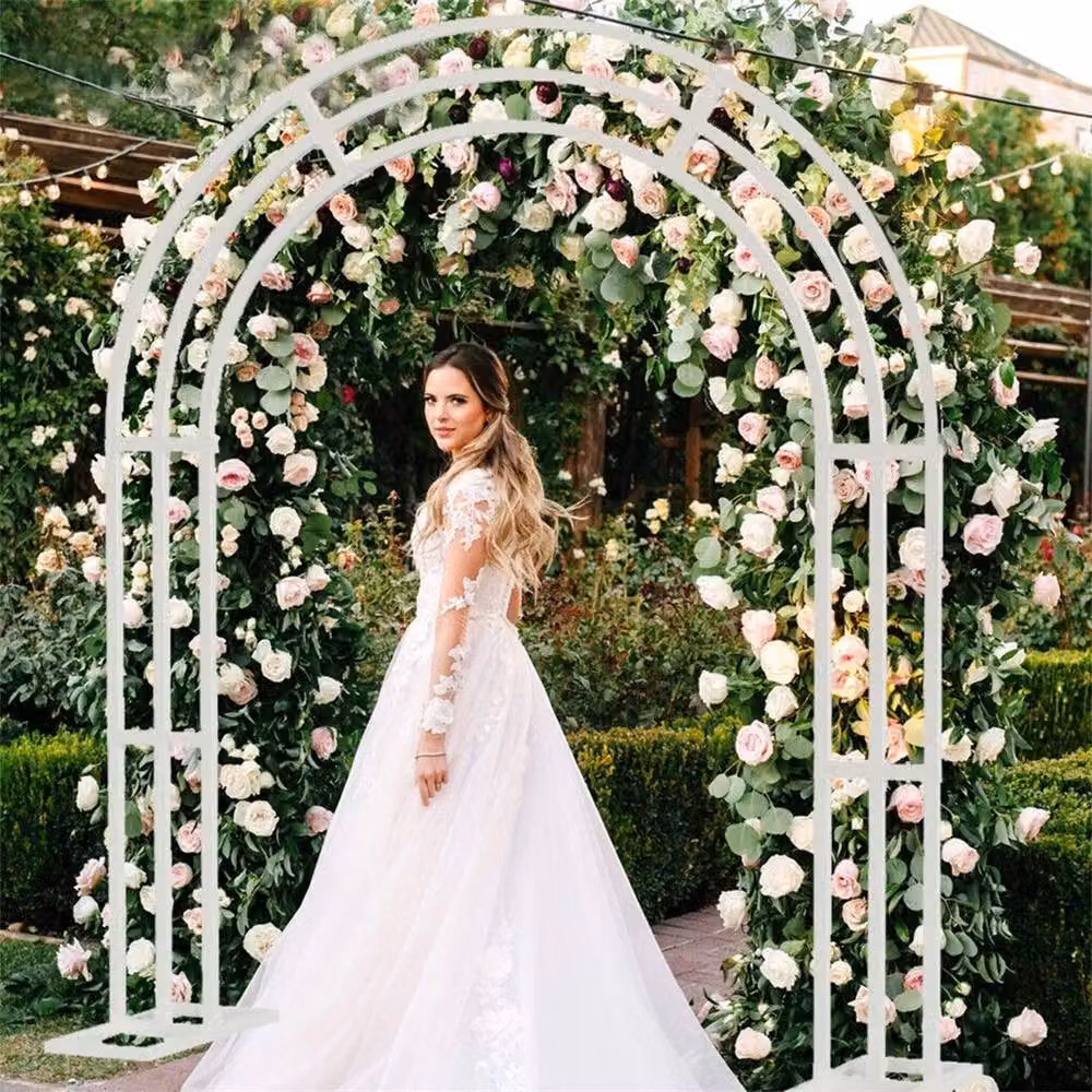 NESTLUNE White Metal Square Tube Wedding Arch and Flower Rack Stand W/D/H: 100 x 15 x 100 cm – 3