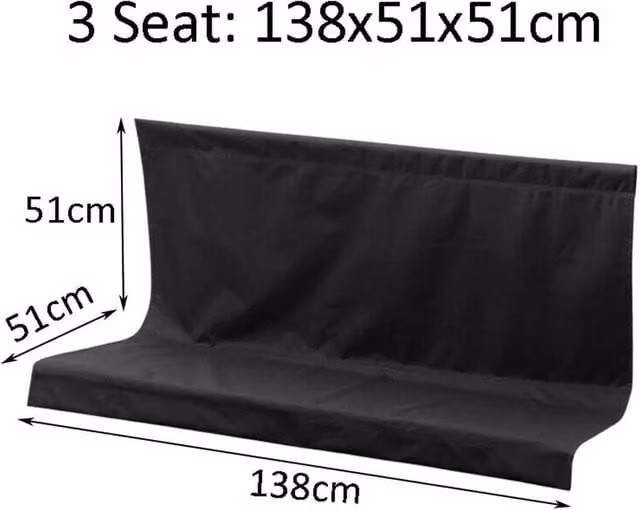 FLAVORA Replacement Garden Swing Bench Seat Cover for 3 Seaters, Black, W/D/H: 138 x 51 x 51 cm – 1