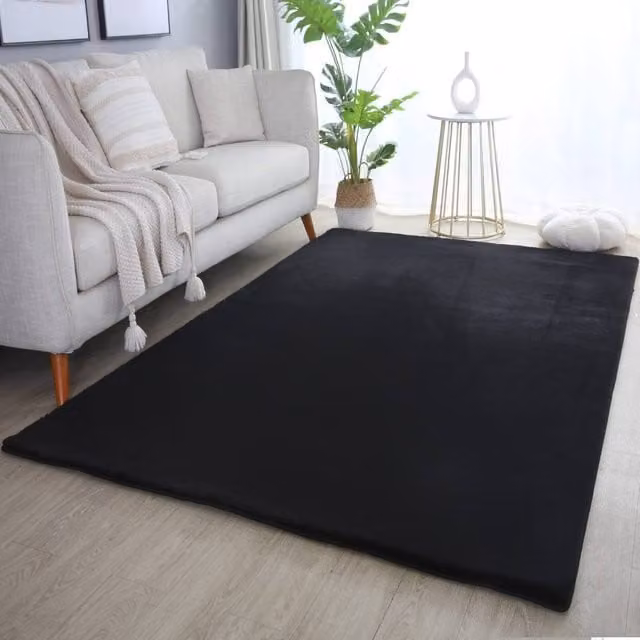 Desire Rugs Plushtale Washable Low Pile Poly Cotton Area Rug in Black, W/D/H: 220 x 160 cm – 1