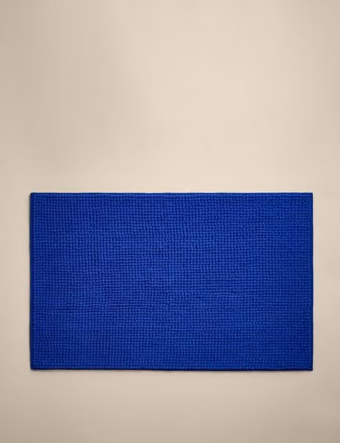 M&S Bobble Bath Mat in Mid Blue, Quick-Drying and Non-Slip Polyester