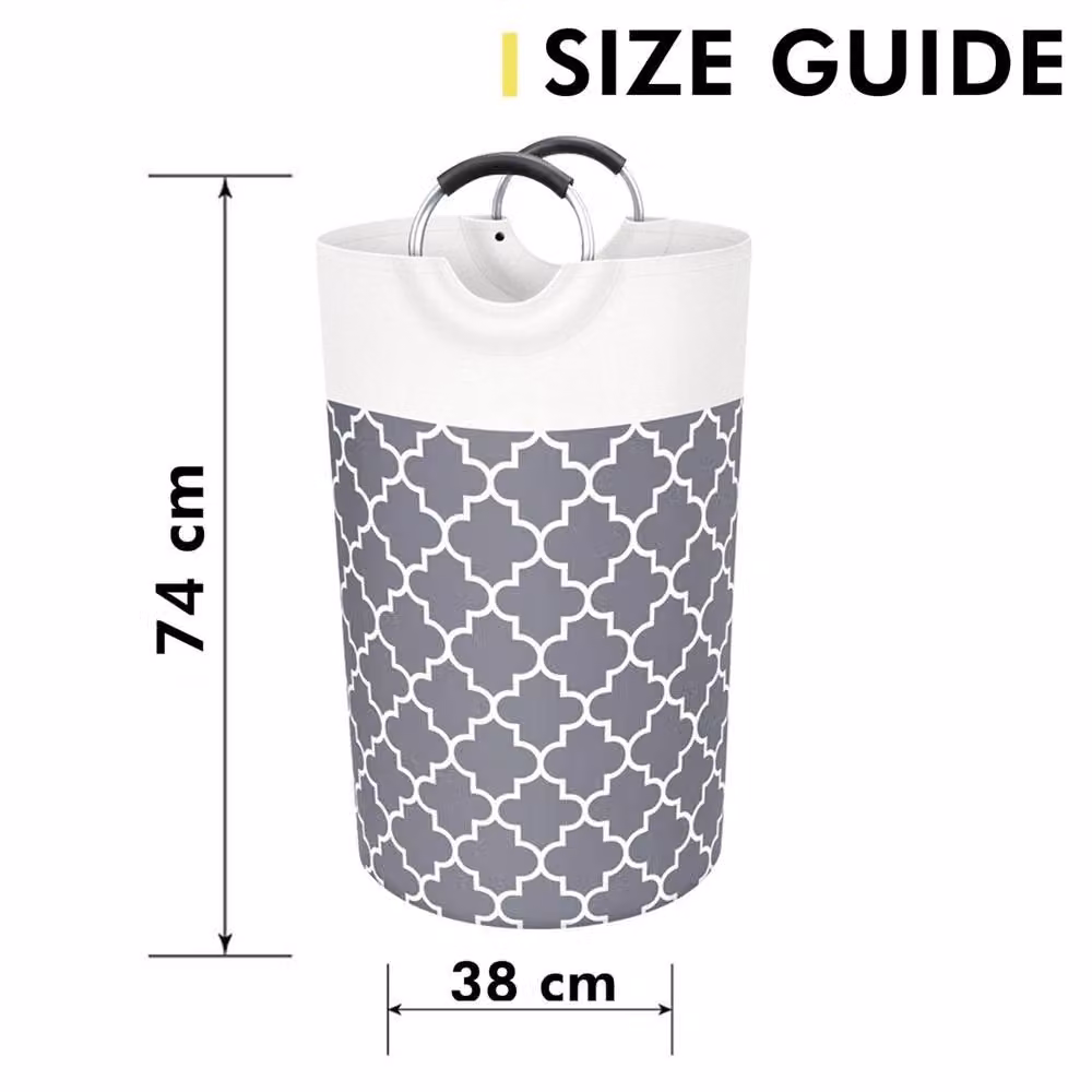 Nordara Grey Collapsible Fabric Laundry Hamper Bag with Handles, 82L – 2