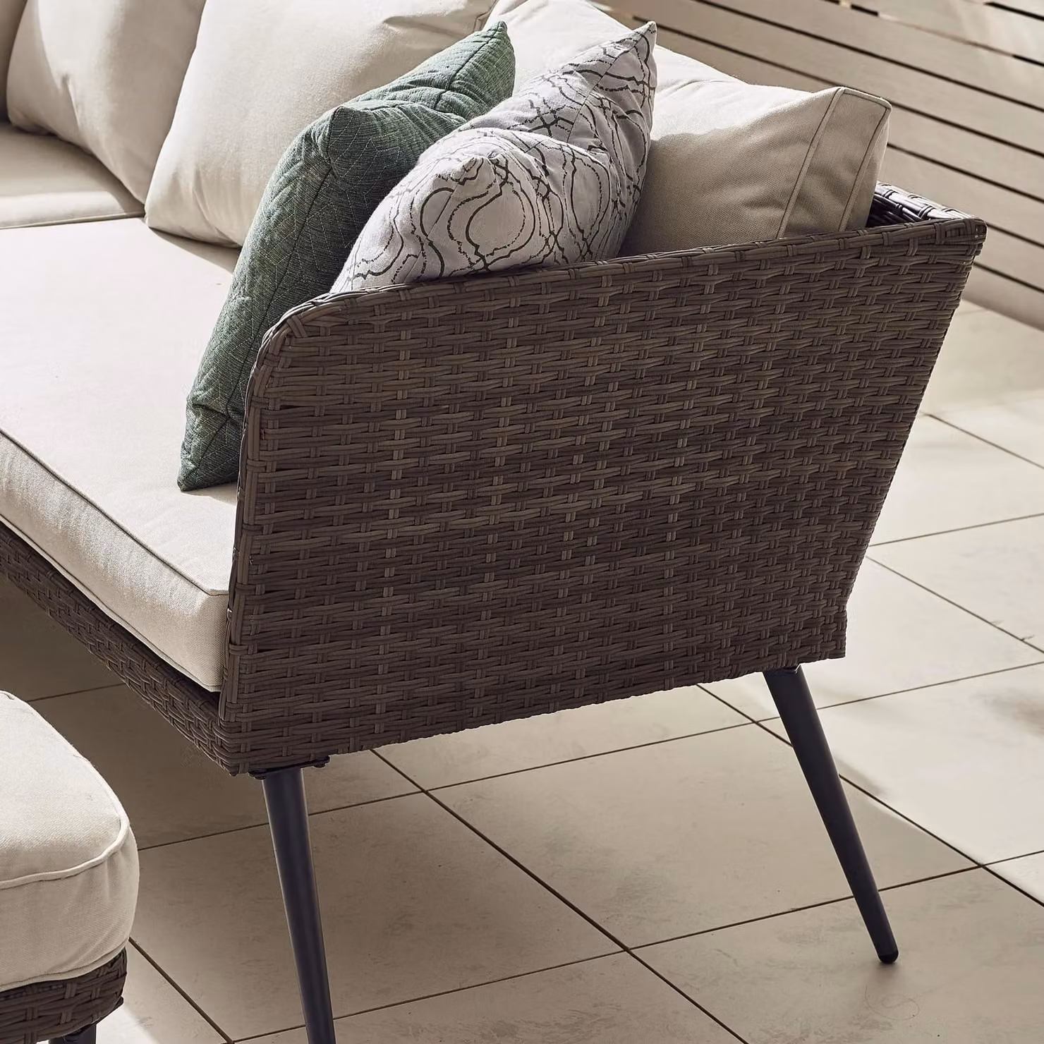 FurnitureboxUK 9 Seater Industrial Rattan and Metal Garden Sofa Set in Grey, Black and Beige – 2