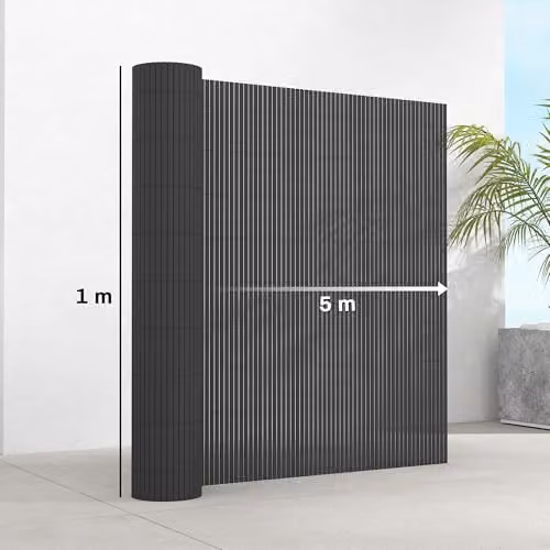 Outsunny 2-Piece Plastic Opaque Privacy Screening Fence, Dark Grey, H: 1 m x W: 5 m – 6