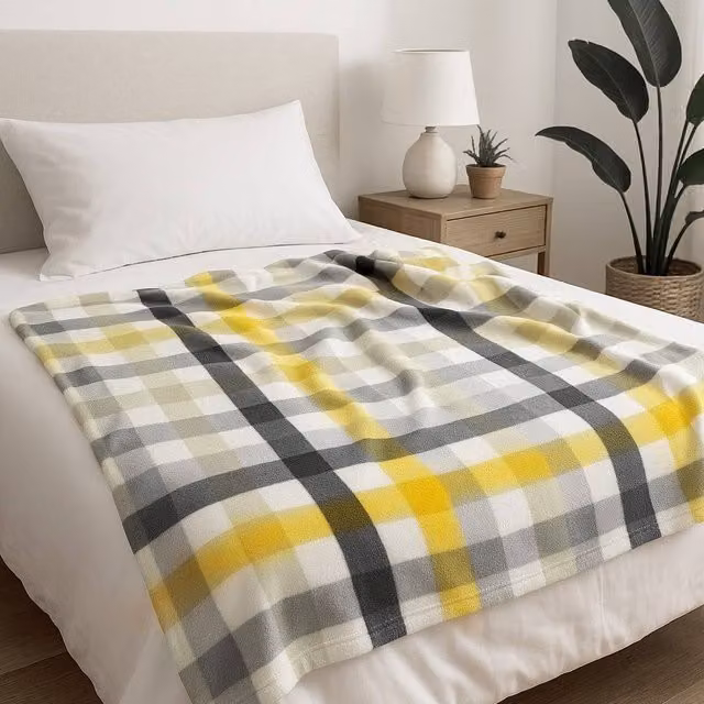 Voltico Super Soft Printed Polar Fleece Blanket in Pink and Yellow, W: 130 cm, L: 160 cm – 1