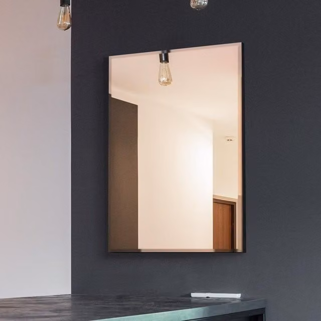 MirrorOutlet Single Bevelled Venetian Rectangular Hanging Mirror in Silver and Yellow, W: 60 cm, H: 90 cm, D: 60 cm