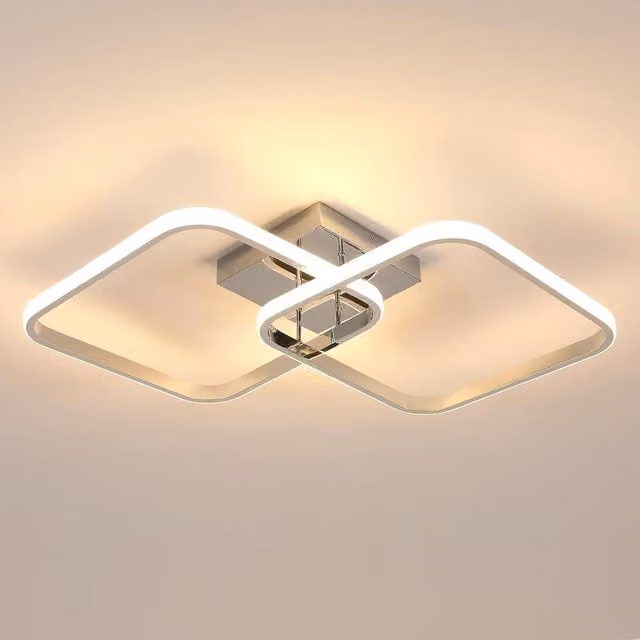 COMELY 42W Modern Square Aluminium LED Ceiling Light in Silver with Warm White 3000K – 1