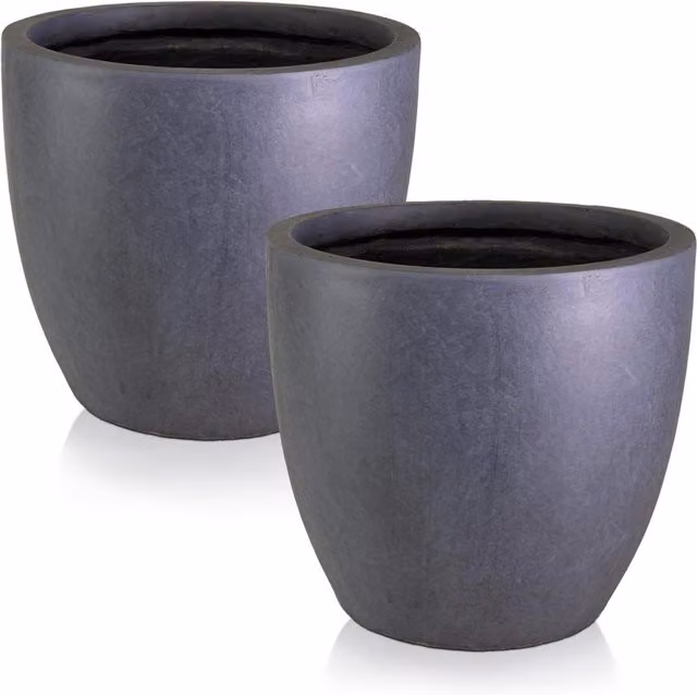 Idealist Cluster Set of 3 Round Outdoor Plant Pots in Slate Grey