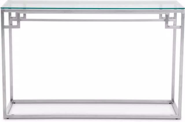 Orsina Allure Rectangular Tempered Glass Console Table with Silver Metal Frame