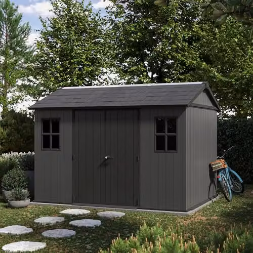 Keter Newton Plus Garden Shed in Anthracite Grey with Windows and Floor – 3