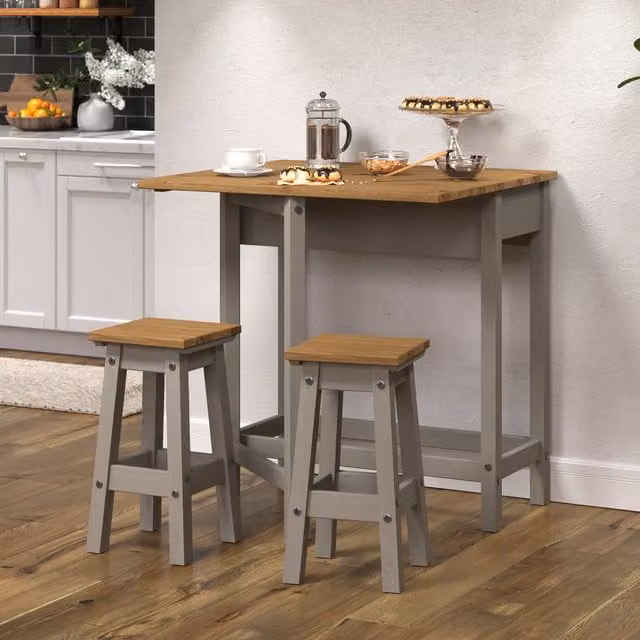 Core Products Ltd Corona Grey Drop Leaf Breakfast Table and 3 Chairs Set