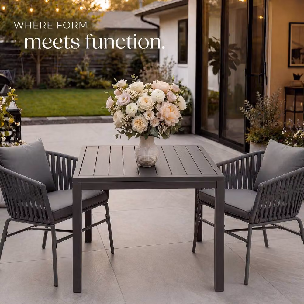 tectake Campos Extendable Aluminium Garden Table in Matt Dark Grey, W/D: 70 x 70 cm – 7