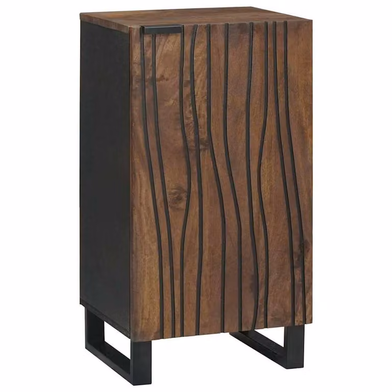 Berkfield Home Modern Mango Wood Sideboard in Brown and Black, W/D/H: 40 x 33.5 x 75 cm