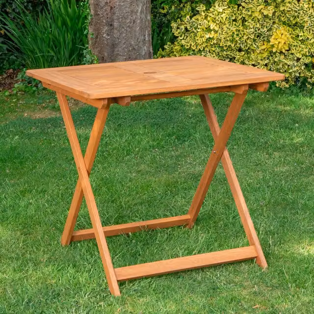 Samuel Alexander Windermere 4 Person Outdoor Square Wooden Folding Garden Table in Brown