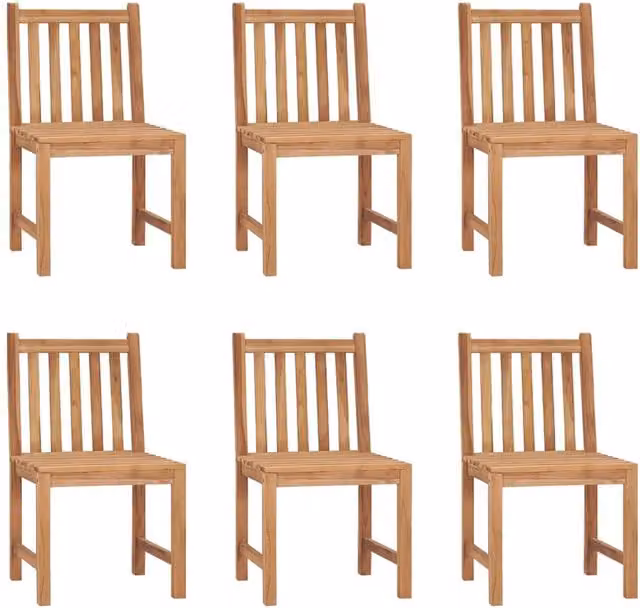 Berkfield Home Set of 6 Modern Lacquered Solid Teak Wood Garden Chairs in Brown