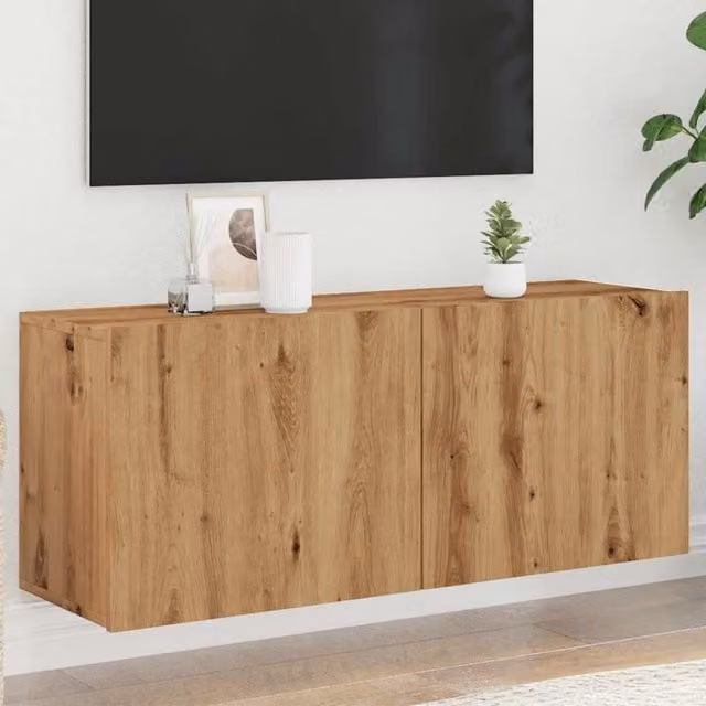 Berkfield Home Artisan Oak Wall-mounted TV Cabinet, Brown, W: 100 cm, D: 30 cm, H: 41 cm