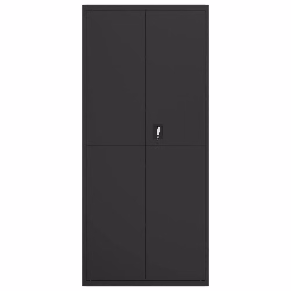 Berkfield Home Black Steel File Cabinet with Hinged Doors and Adjustable Shelves, W/D/H: 90 x 40 x 200 cm – 3
