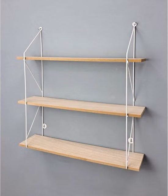 PAWNORA 3 Tier Metal and MDF Wall Mounted Floating Shelves in White