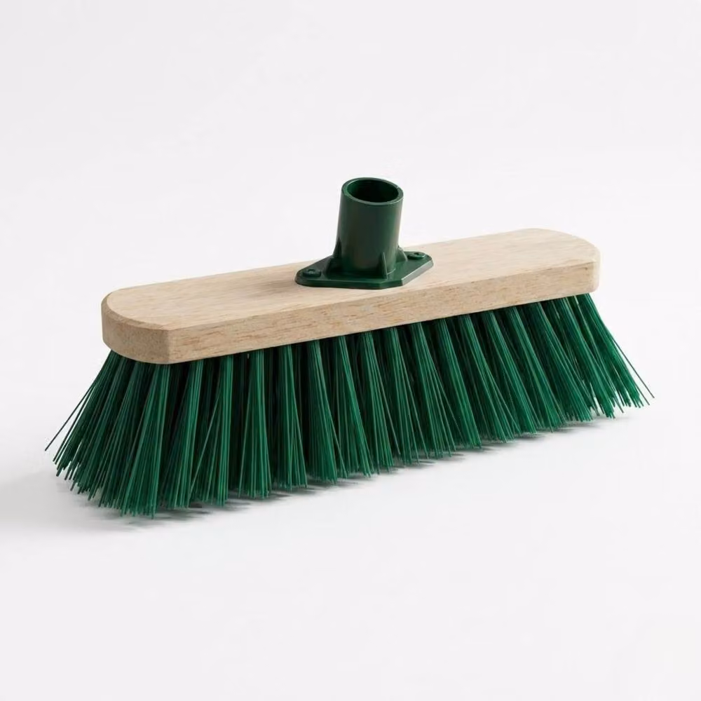 Bedsland Heavy Duty Broom with Green Bristles and Wooden Block, Width: 30.48 cm – 2