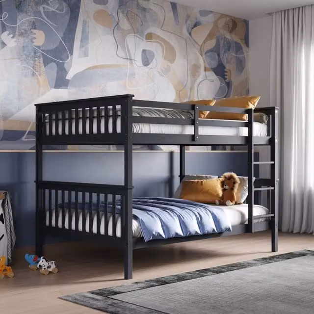 Flair Tetrad Bunk Bed in Grey and White, Solid Pine Wood, 120 x 200 cm
