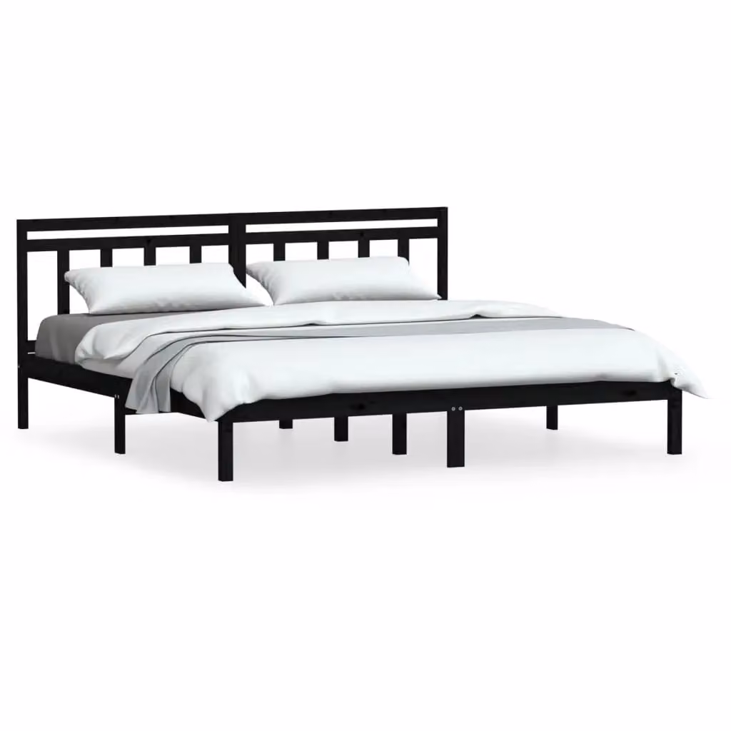 Berkfield Home Black Solid Wood Pine Bed Frame W/D/H: 200 x 200 cm – 2