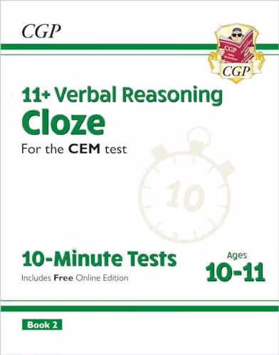 CGP 11+ CEM 10-Minute Tests: Verbal Reasoning Cloze - Ages 10-11 Book 2 with Online Edition for 2026 Tests