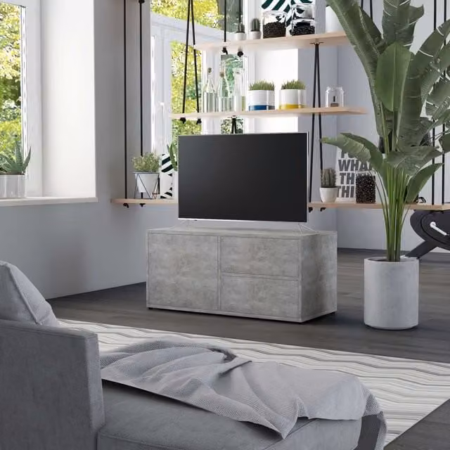 Berkfield Home TV Cabinet in Concrete Grey, W/D/H: 80 x 34 x 36 cm – 1