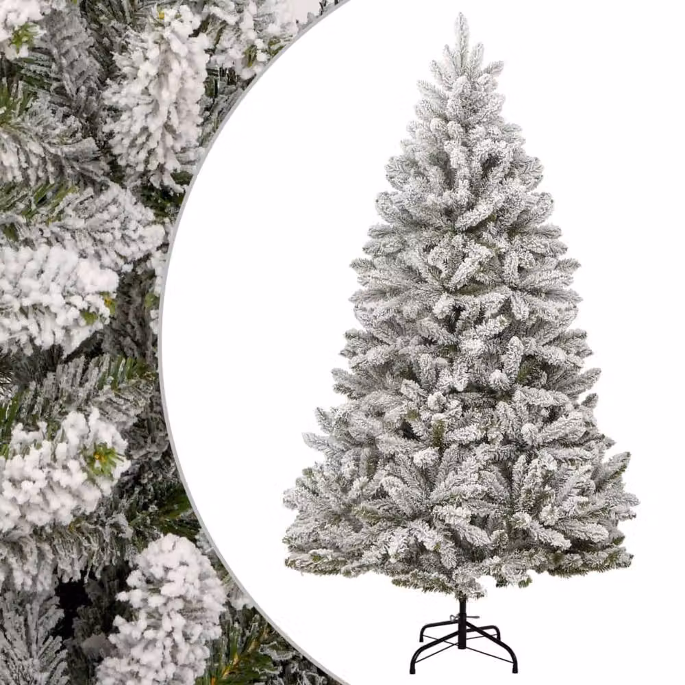 Berkfield Home Beautiful Artificial Hinged Christmas Tree with Flocked Snow in White, Height: 240 cm – 2