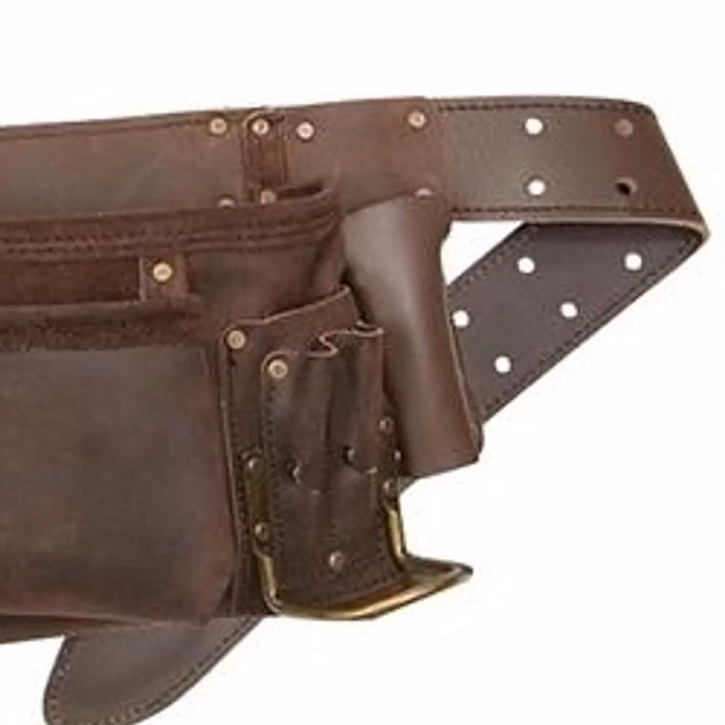 Kuny'S 19427 Oiled Leather Construction Apron with 12 Pockets and Belt, Brown/Multicolour – 2