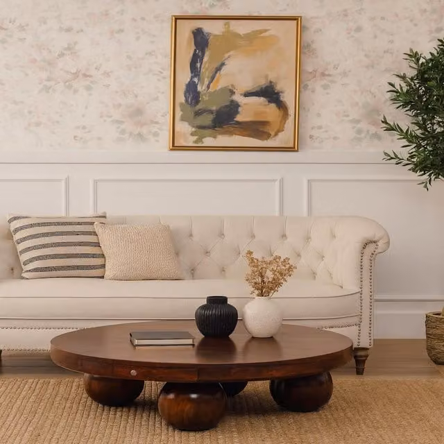 Artisan Furniture California Walnut Round Mango Wood Coffee Table in Brown