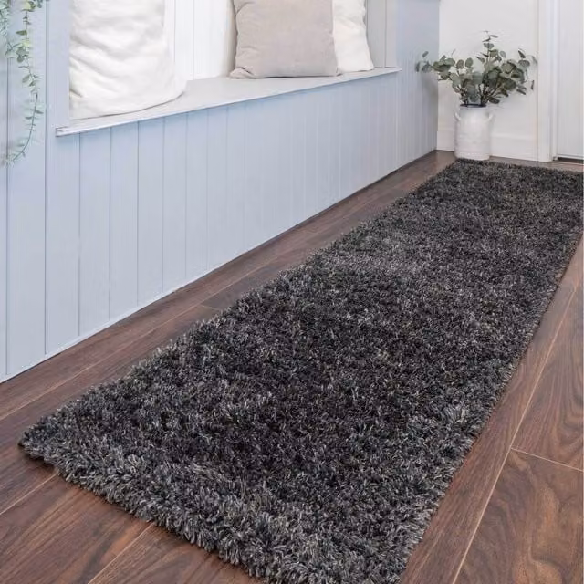The Rug House Super Soft Shaggy Living Area Rug in Grey, W: 240 cm, D: 60 cm