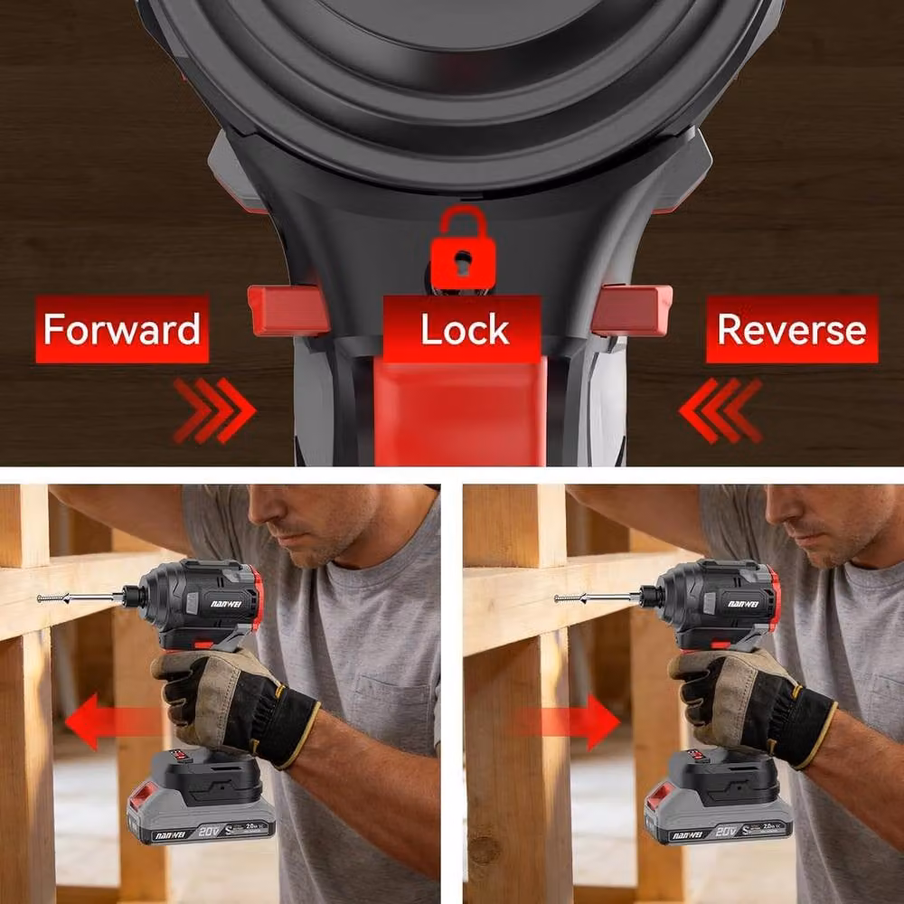 NANWEI Brushless Impact Driver with 240Nm Torque and 4-Speed Settings, Black and Multicolour – 6