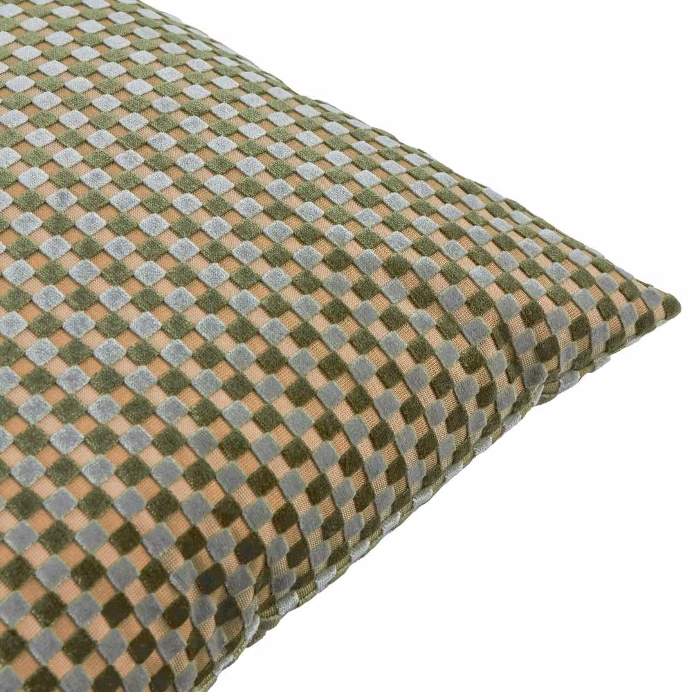 Furn Checkered Velvet Jacquard Cushion in Green, W/D/H: 45 x 45 x 45 cm – 3