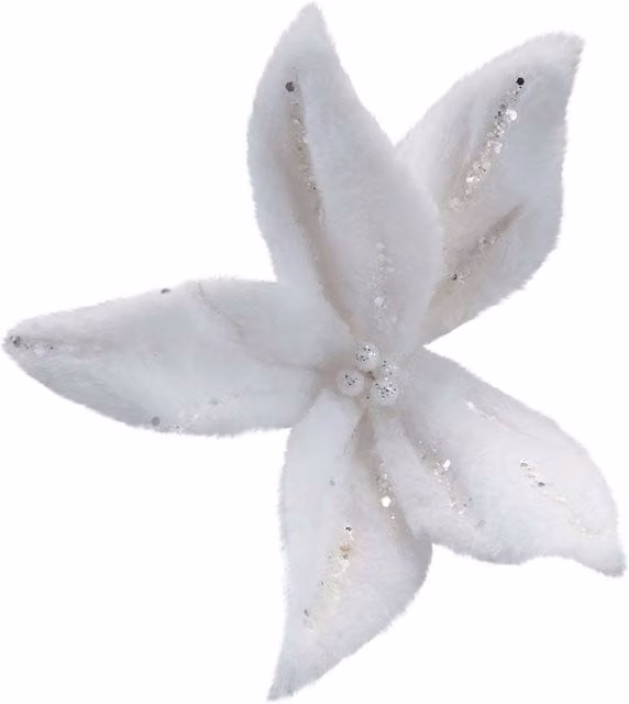 VFM e-Store White Poinsettia Floral Christmas Pendant Decoration, W/D/H: 16 x 8 x 8 cm – 1