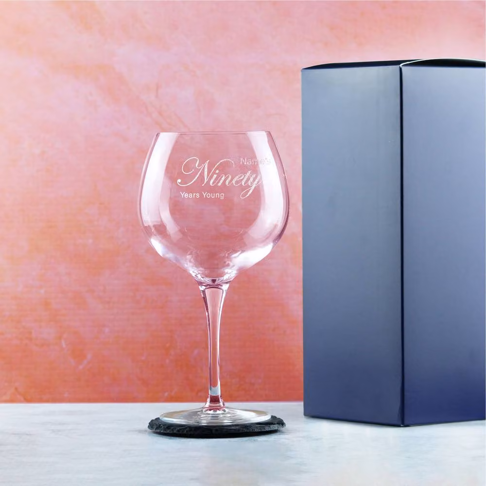 Uniqueful Personalised 90th Birthday Women's Gin Cocktail Glass in Clear – 2