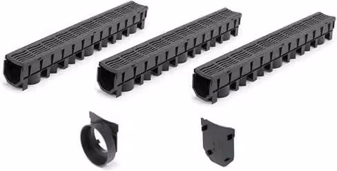 FloPlast Black Plastic Channel Drainage Grate Class A15 Garage Pack