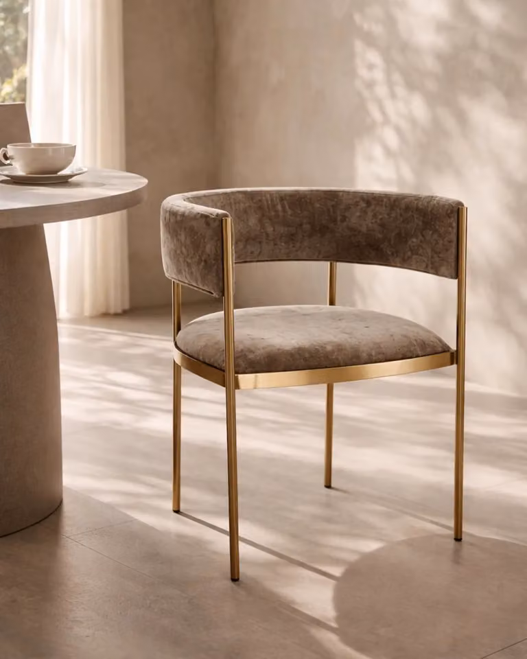 Tommy Franks Modern Velvet Dining Chair in Green with Metal Legs