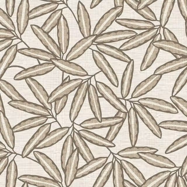 Belgravia Botanical Leaf Textured Vinyl Wallpaper in Beige – 1