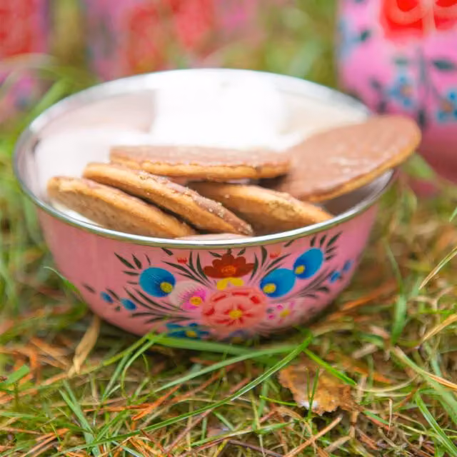 BillyCan Pink Floral Stainless Steel Dessert Bowl