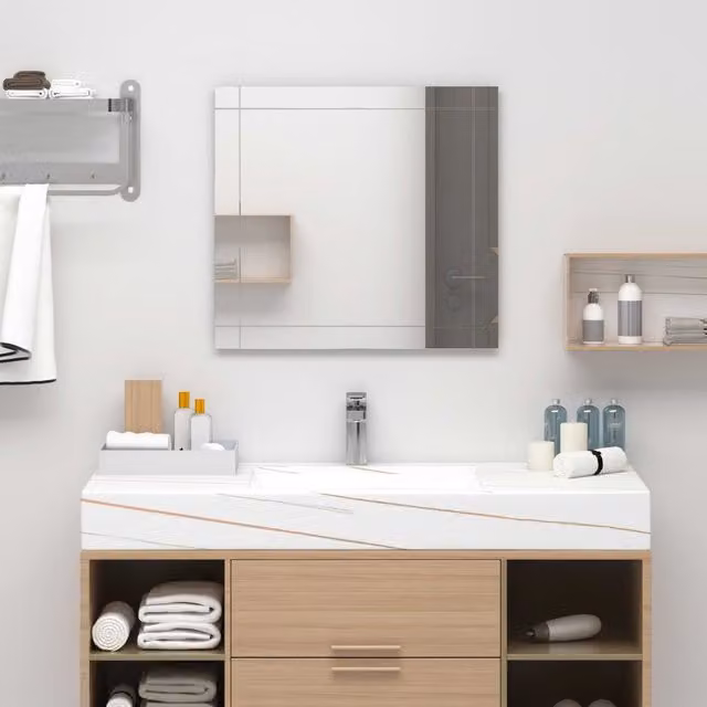 Berkfield Home Modern Rectangular Glass Wall Mirror in Silver, W: 80 cm, H: 60 cm