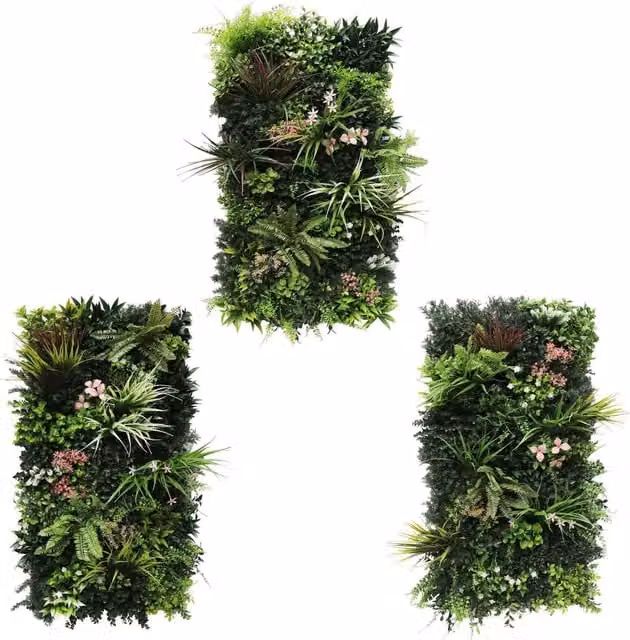 True Products Florence Premium Artificial Green Plant Living Wall Panel, Green