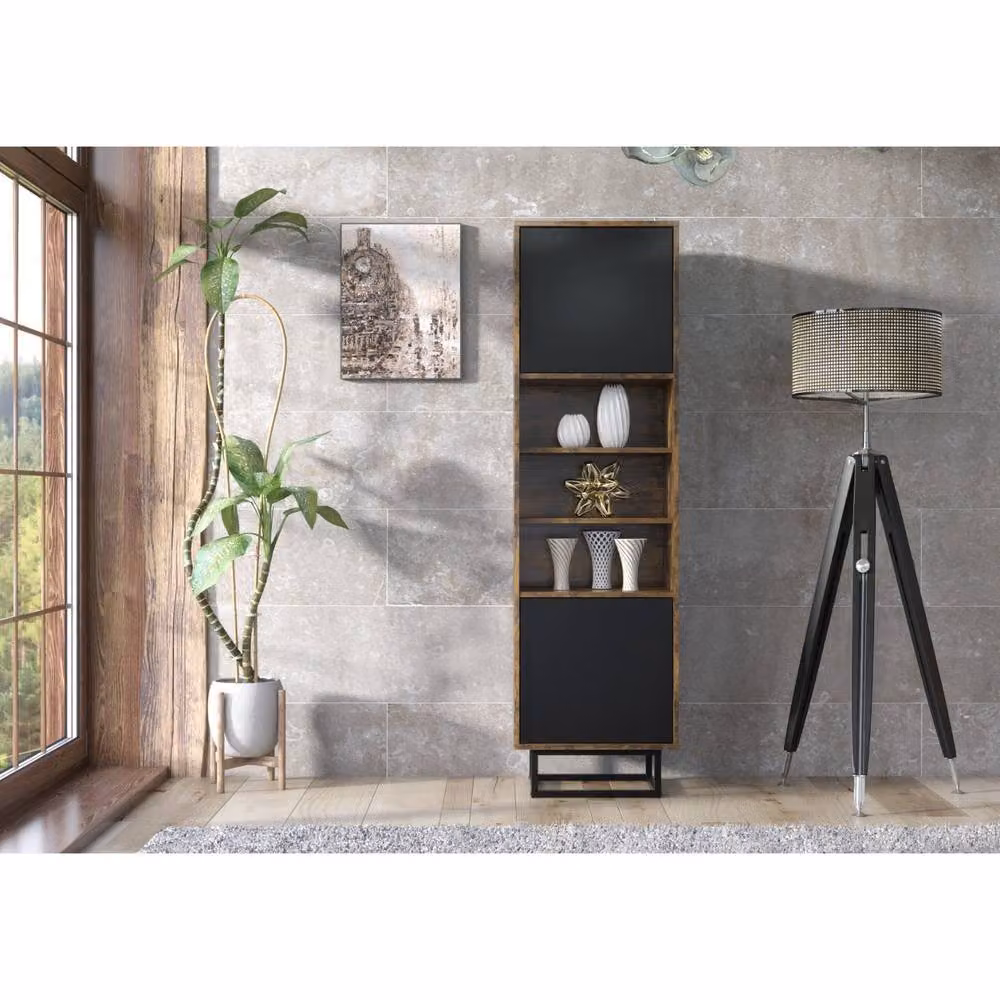 Creative Furniture Harmony Loft Industrial Display Cabinet in Black and Multicolour, H 175 x W 50 x D 35 cm – 2