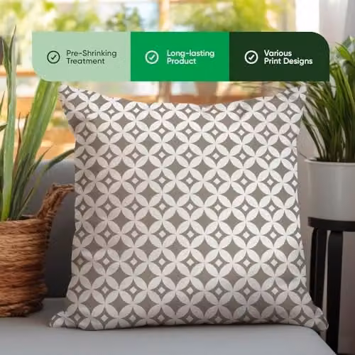 Gardenwize Pack of 2 Beige Diamond Printed Square Outdoor Scatter Cushions – 7