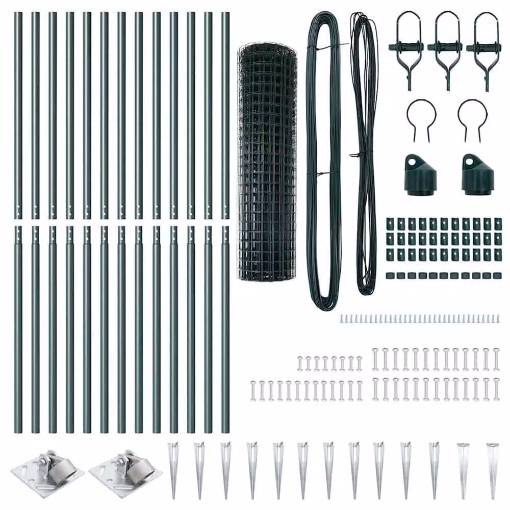 Berkfield Home Green Euro Fence with 13 Spike Posts, Galvanised Steel, W: 25 m, H: 1.2 m – 4