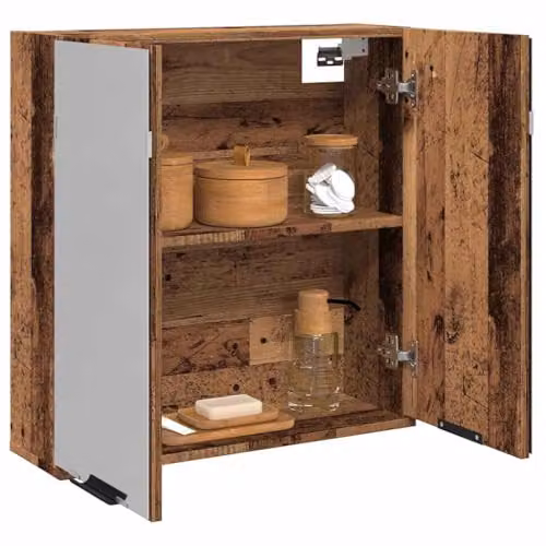 vidaXL Modern Bathroom Mirror Cabinet in Old Wood, W/D/H: 64 x 20 x 66.5 cm – 3