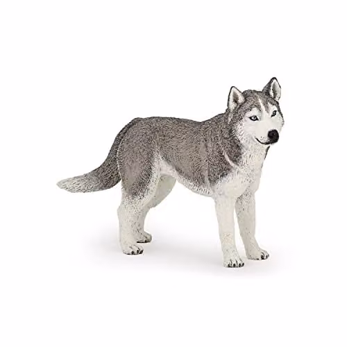 Papo Siberian Husky Figure Toy, White and Multicolour, W/D/H: 11.2 x 2.4 x 6.4 cm